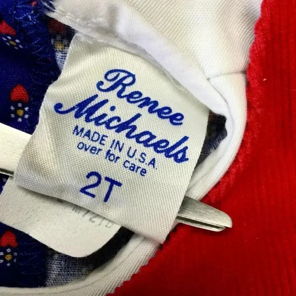 Renee Michaels Girls Red & Blue Vintage Overlay Lace Trim Mini Dress 2T - Picture 7 of 10